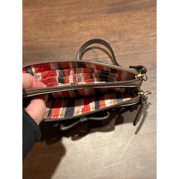 Coach Polka Dot Wristlet Wallet With Metallic Leather Trim & Zip Closure - Picture 5 of 8